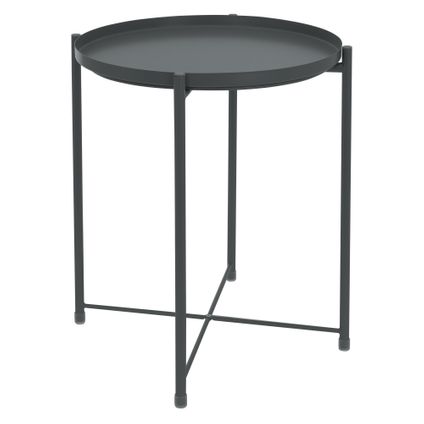 Table d'appoint rond en gris foncé plateau amovible bout de canapé table basse