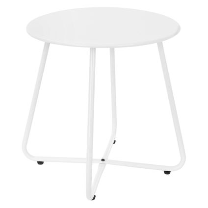 Table basse en métal blanc table d`appoint ronde table de chevet de salon/jardin