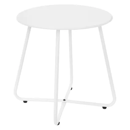Table basse en métal blanc table d`appoint ronde table de chevet de salon/jardin