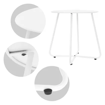 Table basse en métal blanc table d`appoint ronde table de chevet de salon/jardin 3