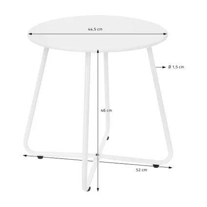 Table basse en métal blanc table d`appoint ronde table de chevet de salon/jardin 4