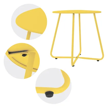 Table basse en métal jaune table d`appoint ronde table de chevet de salon/jardin 3