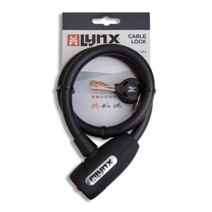Lynx Cable Lock 60cm - acier trempé, auto-click, 2 clés incluses
