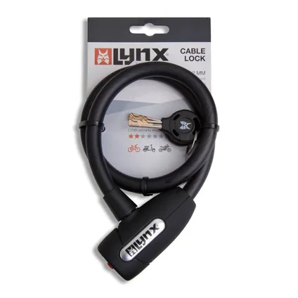 Lynx Cable Lock 60cm - acier trempé, auto-click, 2 clés incluses 2
