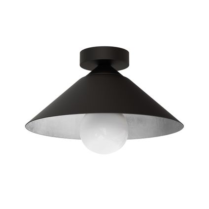 CHAPEAU Plafondlamp, 1XE27, metaal, zwart mat/blad zilver, D25cm