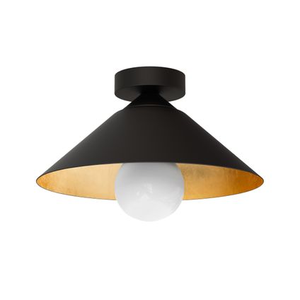 CHAPEAU Plafondlamp, 1XE27, metaal, zwart mat/blad gouden, D25cm