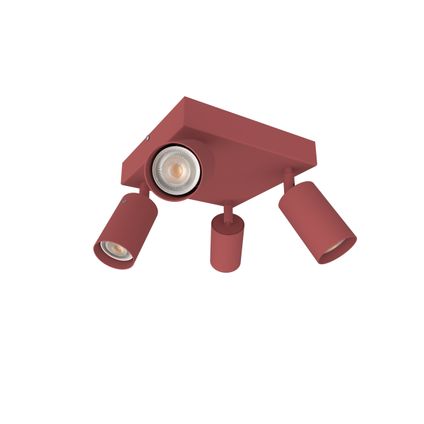 FORM Q Plafondlamp, 4X GU10, metaal, rood cowhide, 40x40cm
