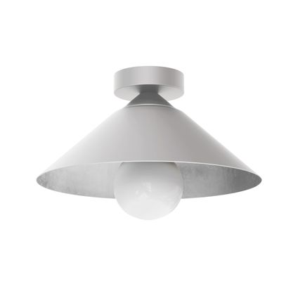CHAPEAU Plafondlamp, 1XE27, metaal, wit mat/blad zilver, D25cm