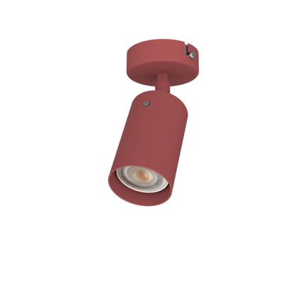 FORM S Plafondlamp, 1X GU10, metaal, rood cowhide, D.6cm
