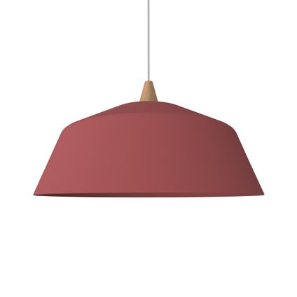 KON Hanglamp, 1X E27, metaal, rood cowhide, D.50cm