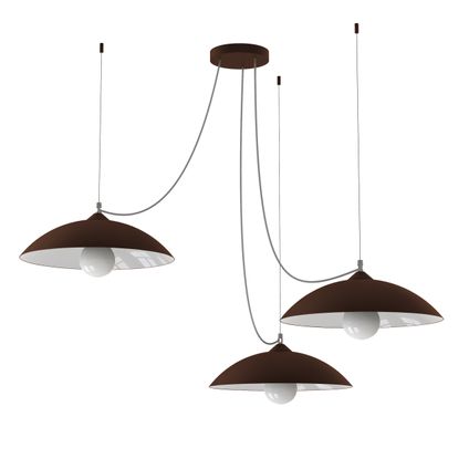 DREAM Hanglamp, 3X E27, metaal, bruin corten/wit, D.40cm