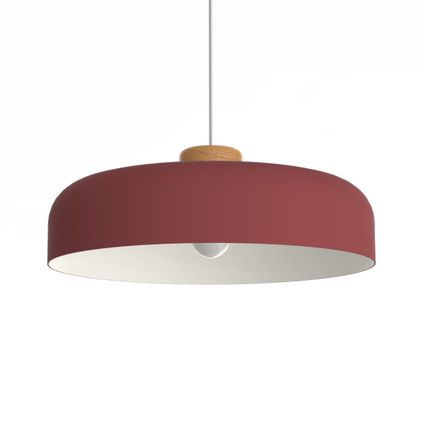 BOIS Hanglamp, 1XE27, metaal, cowhide rood/mat wit, D50cm