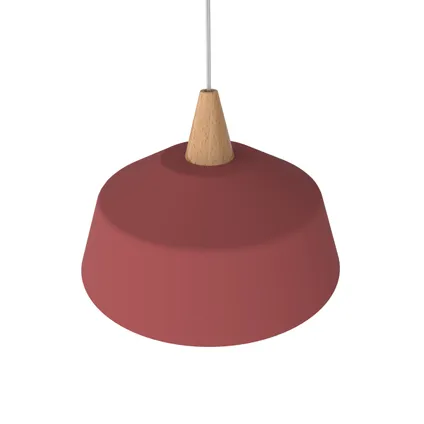 KON Hanglamp, 1X E27, metaal, rood cowhide/wit, D.35cm 2