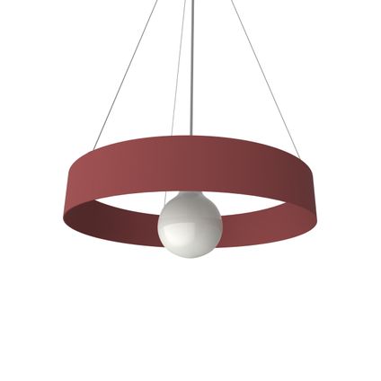 HALO Hanglamp, 1X E27, metaal, rood cowhide, D.40cm