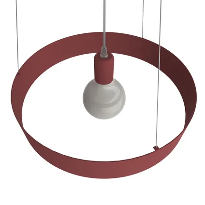 HALO Hanglamp, 1X E27, metaal, rood cowhide, D.40cm 3