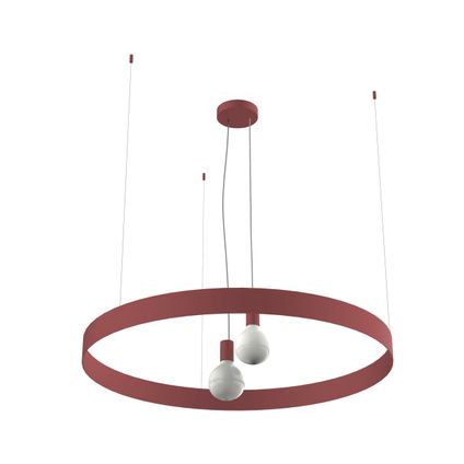 HALO Hanglamp, 2X E27, metaal, rood cowhide, D.90cm