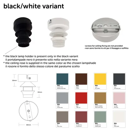 CASSIS Plafondlamp, 1XE27, metaal, zwart mat/wit, D60cm 3