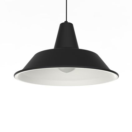 DUNA Hanglamp, 1XE27, metaal, zwart mat/wit, D.45cm
