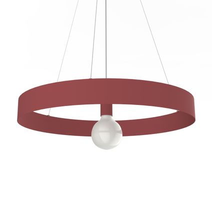 HALO Hanglamp, 1X E27, metaal, rood cowhide, D.60cm