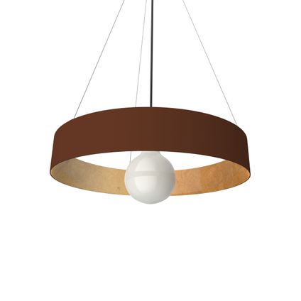 HALO Hanglamp, 1X E27, metaal, bruin corten/gouden blad, D.40cm