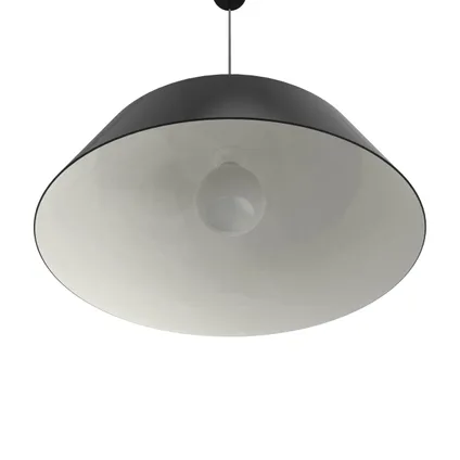 KON Hanglamp, 1X E27, metaal, zwart glanzend/wit, D.50cm 2