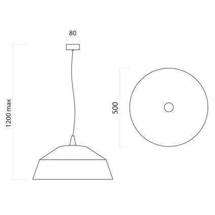 KON Hanglamp, 1X E27, metaal, zwart glanzend/wit, D.50cm 5