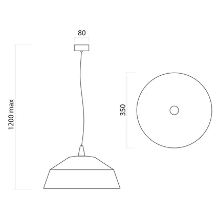 KON Hanglamp, 1X E27, metaal, geel, D.35cm 5