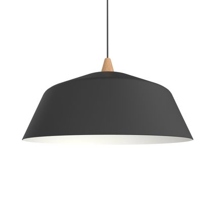 KON Hanglamp, 1X E27, metaal, zwart mat/wit, D.50cm
