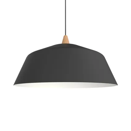 KON Hanglamp, 1X E27, metaal, zwart mat/wit, D.50cm