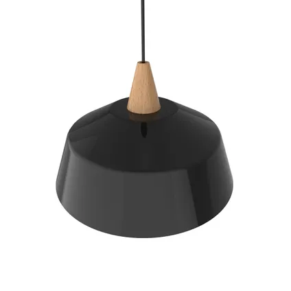 KON Hanglamp, 1X E27, metaal, zwart glanzend, D.35cm 2