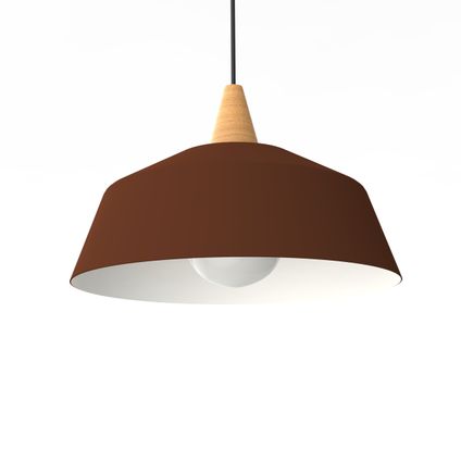KON Hanglamp, 1X E27, metaal, bruin corten/wit, D.35cm