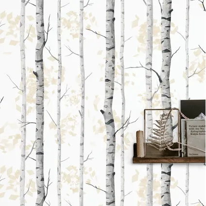 Papier Peint - Wallpapers4Beginners - Forêt de Bouleaux Noir et Blanc - Papier vegan - 250x200cm, 5,5m2 4