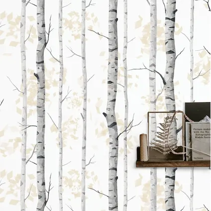 Papier Peint - Wallpapers4Beginners - Forêt de Bouleaux Noir et Blanc - Papier vegan - 250x200cm, 5,5m2 5