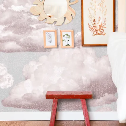 Wallpapers4Beginners - Behang - Roze Wolken - Vegan Papier - 250x200cm, 5.5m2 2
