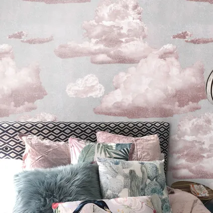 Wallpapers4Beginners - Behang - Roze Wolken - Vegan Papier - 250x200cm, 5.5m2 3