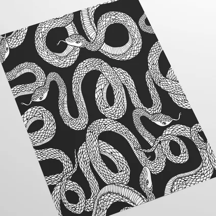 Papier Peint - Wallpapers4Beginners - Noir et Blanc Serpents - Papier vegan - 250x200cm, 5,5m2 2