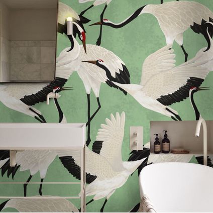 Wallpapers4Beginners - Behang - Green Herons - Vegan Papier - 250x200cm, 5.5m2