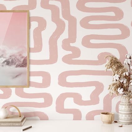 Wallpapers4Beginners - Behang - Abstract Roze - Vegan Papier - 250x200cm, 5.5m2