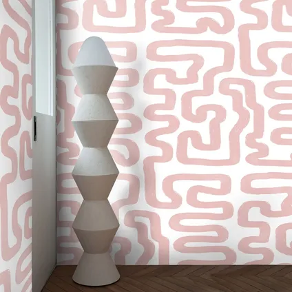 Papier Peint - Wallpapers4Beginners - Abstrait Rose et Blanc - Papier vegan - 250x200cm, 5,5m2 4