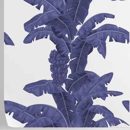 Papier Peint - Wallpapers4Beginners - Palmes Exotiques Blanc et Bleu - Papier vegan - 250x200cm, 5,5m2 3