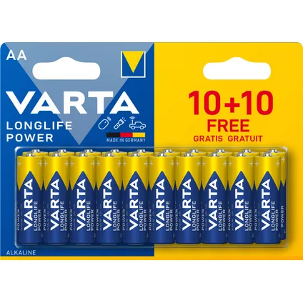 Pile alcaline AA Varta Longlife Power 20 pièces 2