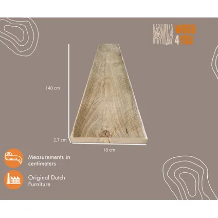 Wood4you - steigerplanken - Steigerhout (7m) -5x140Lx18B x 2.6D 6