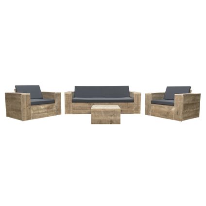 Wood4you- Lounge set échafaudage bois 4 - coussins inclus