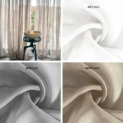 Rideau voilage transparent avec ruban plissé - 140x270cm - Blanc - HOOMstyle 3