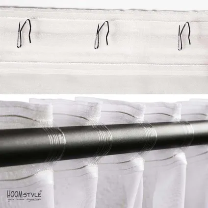 Rideau voilage transparent avec ruban plissé - 140x270cm - Blanc - HOOMstyle 7