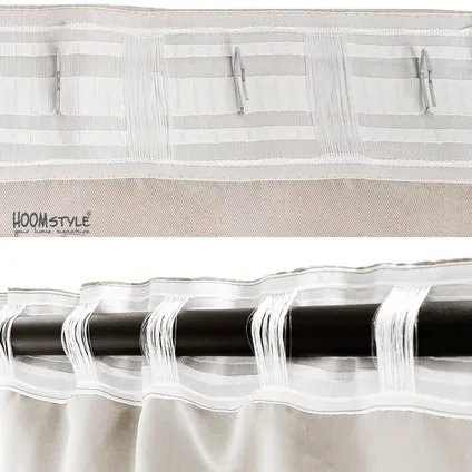 Rideau occultant uni avec ruban plissé -140x270cm - Blanc Cassé - HOOMstyle 6