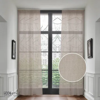 Rideau voilage transparent avec ruban plissé - 140x270cm - Sable - HOOMstyle