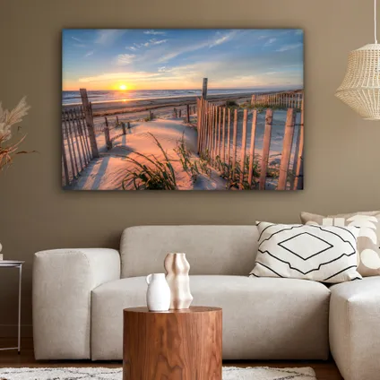Canvas Schilderij 120x80 cm Strand - Zee - Duin - Zonsondergang - Landschap 4