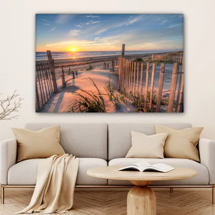 Canvas Schilderij 120x80 cm Strand - Zee - Duin - Zonsondergang - Landschap 6