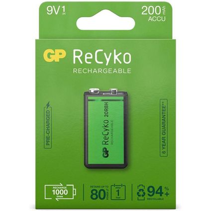 Piles rechargeables GP ReCyko 9V (200mAh)
